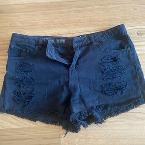 Volcom Women's Shorts Black Distressed 31